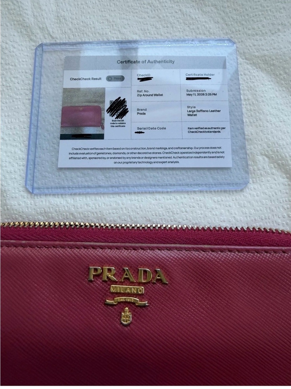 Prada Saffiano Zip-Around Wallet in Peony/pink with Gold Hardware - Picture 10 of 10